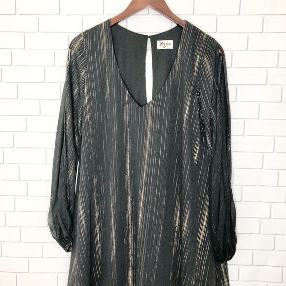 Show Me Your Mumu Tessa Black Gold Tunic Dress S - Picture 3 of 8